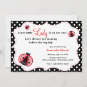 Red & Black - Lady Bug Baby shower Invitation Kaart (Voorkant)