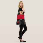 Red Black Ladybug Polka Dot Bug Beetles Naam Tote Bag (Op model)