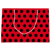 Red & Black Large Medium Polka Dot Party Groot Cadeauzakje (Voorkant)