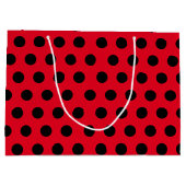 Red & Black Large Medium Polka Dot Party Groot Cadeauzakje (Achterkant)