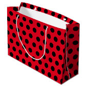 Red & Black Large Medium Polka Dot Party Groot Cadeauzakje (Achterkant Gekanteld)