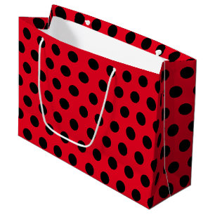 Red & Black Large Medium Polka Dot Party Groot Cadeauzakje