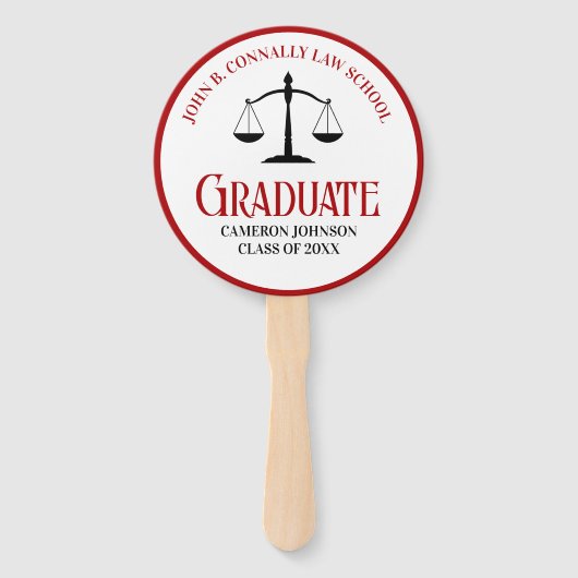 Red Black Law School Afstudeerfeest Handwaaier (Voorkant)