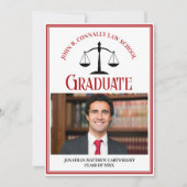 Red Black Law School Afstuderen Foto Aankondiging (Voorkant)