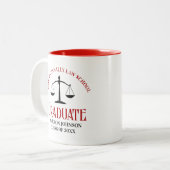 Red Black Law School Afstuderen gepersonaliseerd Tweekleurige Koffiemok (Voorkant links)