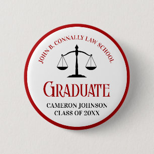 Red Black Law School Afstuderen Keepsake Ronde Button 5,7 Cm