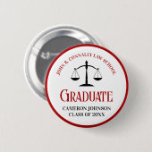 Red Black Law School Afstuderen Keepsake Ronde Button 5,7 Cm (Voorkant /achterkant)