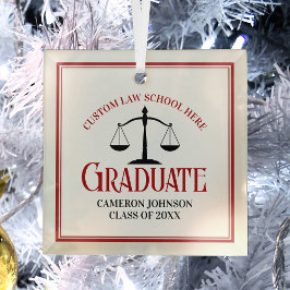 Red Black Law School Afstuderen Kerst Glas Ornament