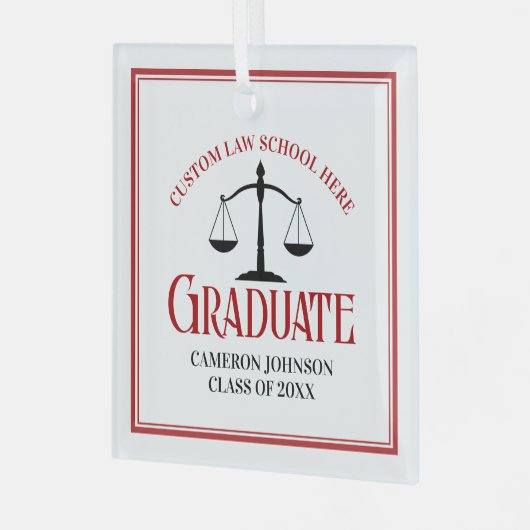 Red Black Law School Afstuderen Kerst Glas Ornament (Voorkant links)