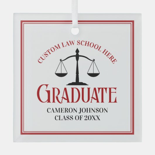 Red Black Law School Afstuderen Kerst Glas Ornament (Voorkant)