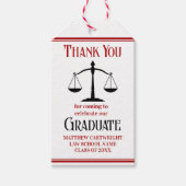 Red Black Law School Custom Graduation Party Cadeaulabel (Voorkant)