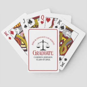 Red Black Law School Custom Graduation Party Pokerkaarten