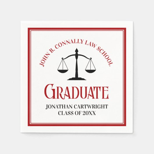 Red Black Law School Custom Graduation Party Servet (Voorkant)