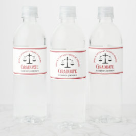 Red Black Law School Custom Graduation Party Waterfles Etiket