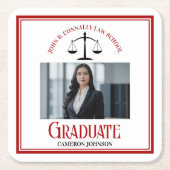 Red Black Law School Foto Afstudeerfeest Kartonnen Onderzetters (Voorkant)