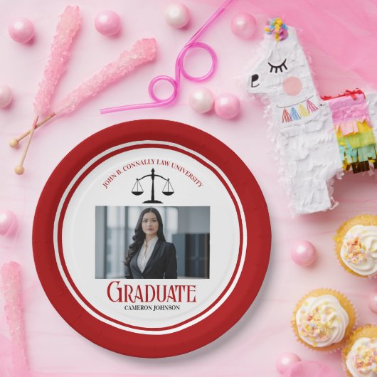 Red Black Law School Foto Afstudeerfeest Papieren Bordje (Feest)