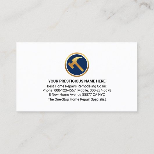 Red Black Layers Gold Hammer Handyman Tools Visitekaartje (Achterkant)