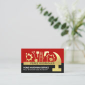 Red Black Layers Gold Hammer Handyman Tools Visitekaartje (Staand voorkant)