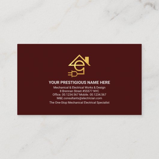 Red Black Layers Silver Electric Bulb Visitekaartje (Achterkant)