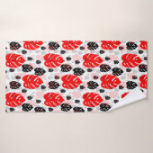 Red Black Leaf Illustration Pattern Design Badhanddoek (Badhanddoek)