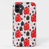 Red Black Leaf Illustration Pattern Design Case-Mate iPhone Case (Achterkant)