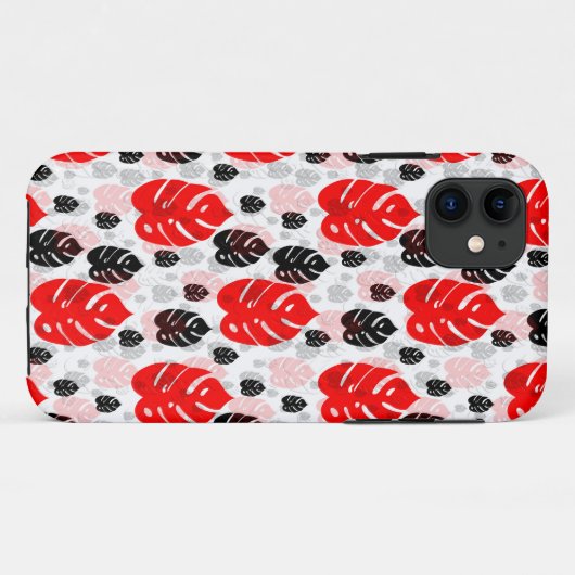 Red Black Leaf Illustration Pattern Design Case-Mate iPhone Case (Achterkant (horizontaal))