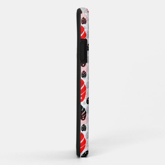 Red Black Leaf Illustration Pattern Design Case-Mate iPhone Case (Achterkant/rechts)