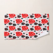 Red Black Leaf Illustration Pattern Design Handdoek (Handdoek)