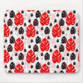 Red Black Leaf Illustration Pattern Design Muismat (Voorkant)