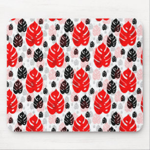 Red Black Leaf Illustration Pattern Design Muismat