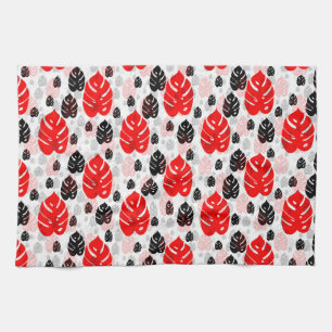 Red Black Leaf Illustration Pattern Design Theedoek