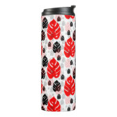Red Black Leaf Illustration Pattern Design Thermosbeker (Gedraaid links)