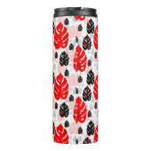 Red Black Leaf Illustration Pattern Design Thermosbeker (Achterkant)