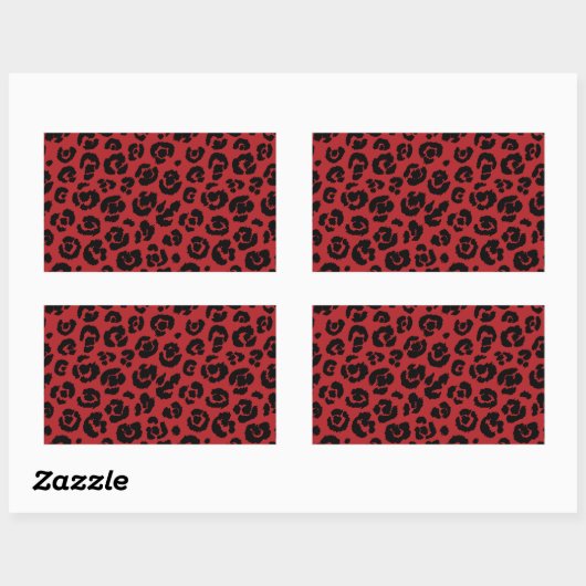 Red Black Leopard Print Rechthoekige Sticker (Vel)
