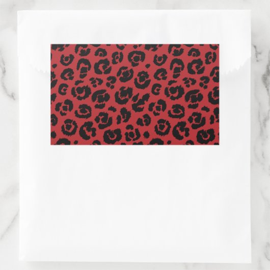 Red Black Leopard Print Rechthoekige Sticker (Tas)