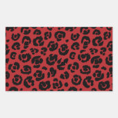 Red Black Leopard Print Rechthoekige Sticker (Voorkant)