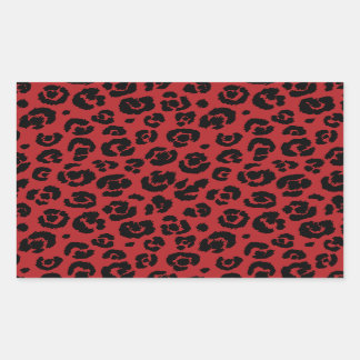Red Black Leopard Print Rechthoekige Sticker