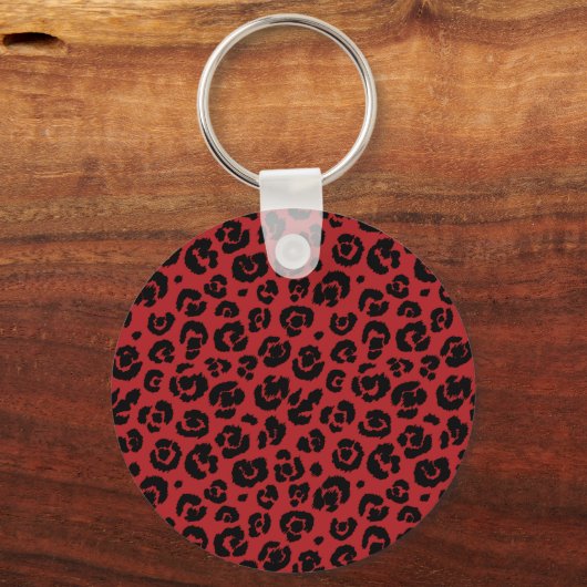 Red Black Leopard Print Sleutelhanger (Voorkant)
