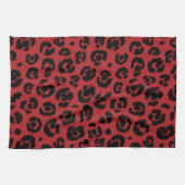 Red Black Leopard Print Theedoek (Horizontaal)