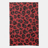 Red Black Leopard Print Theedoek (Verticaal)