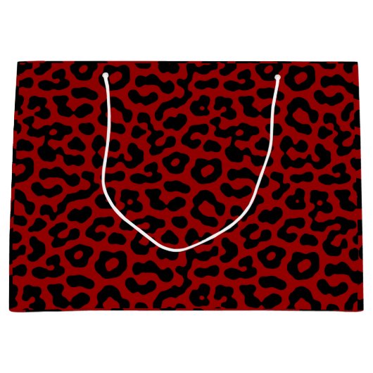 Red Black Leopard Spots Print Pattern Groot Cadeauzakje (Voorkant)