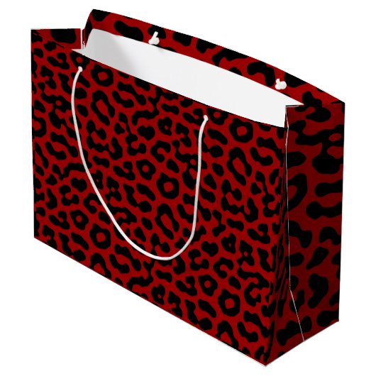 Red Black Leopard Spots Print Pattern Groot Cadeauzakje (Achterkant Gekanteld)