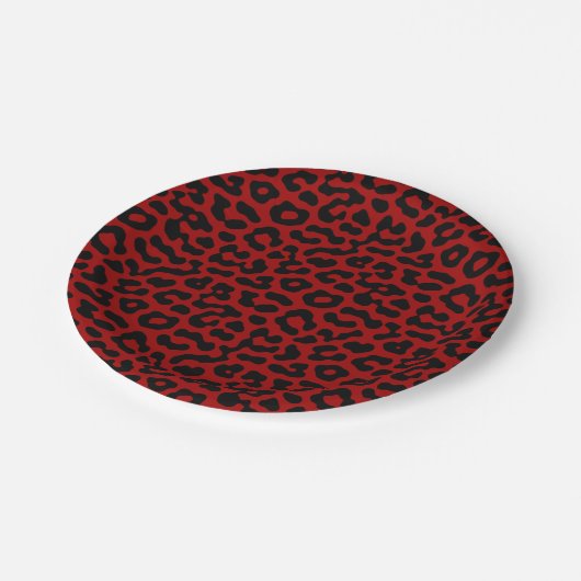 Red Black Leopard Spots Print Pattern Papieren Bordje (Gekanteld)