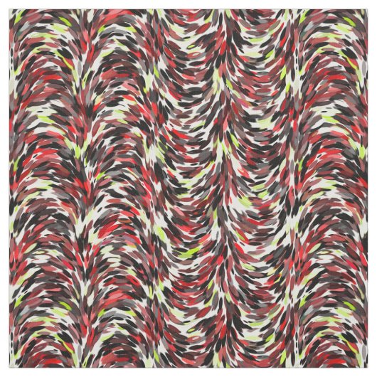 Red Black Lime Green Bruskes Art Pattern Stof (Swatch)