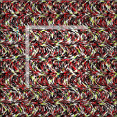 Red Black Lime Green Bruskes Art Pattern Stof (Delen)