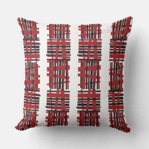 RED BLACK LINES DESIGN Retro Sierkussen