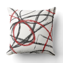 RED BLACK LINES DESIGN Retro Sierkussen
