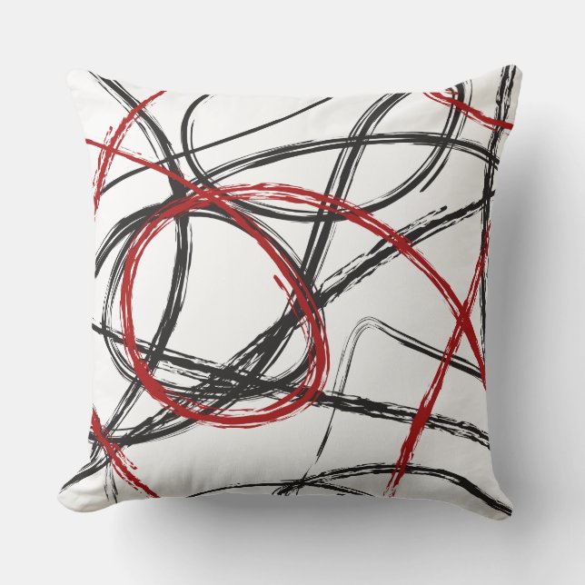 RED BLACK LINES DESIGN Retro Sierkussen (Voorkant)