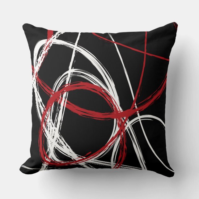 RED BLACK LINES DESIGN Retro Sierkussen (Voorkant)
