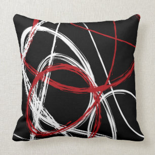 RED BLACK LINES DESIGN Retro Sierkussen